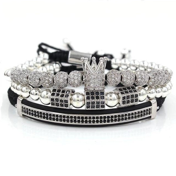 3 Piece Crown Set Bracelet in Silver