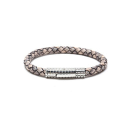 Braided Leather Band in Grey