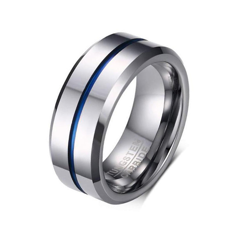 Double Line Ring in Blue & Silver