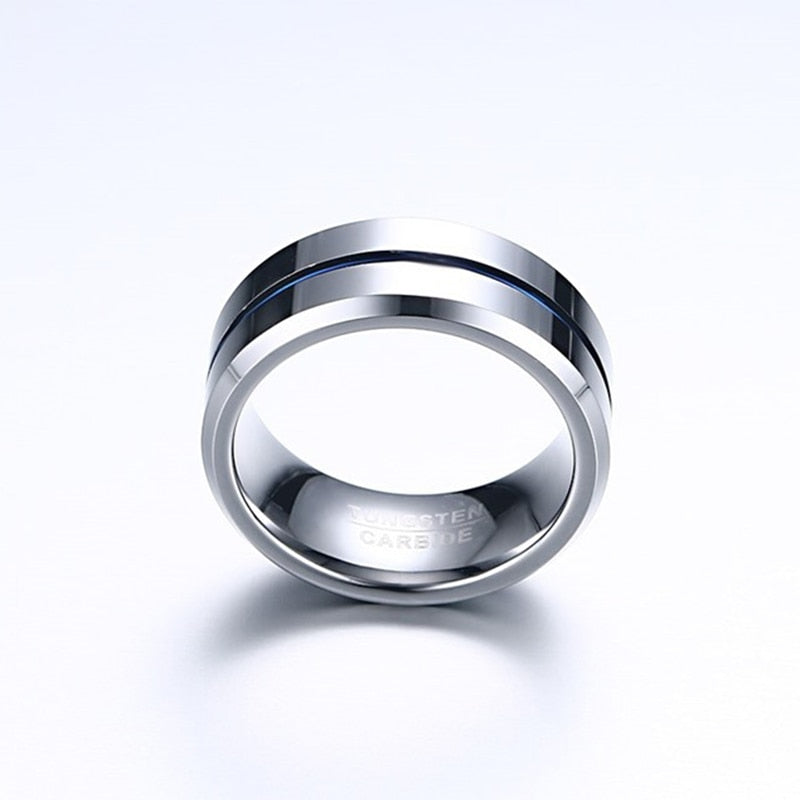 Double Line Ring in Blue & Silver